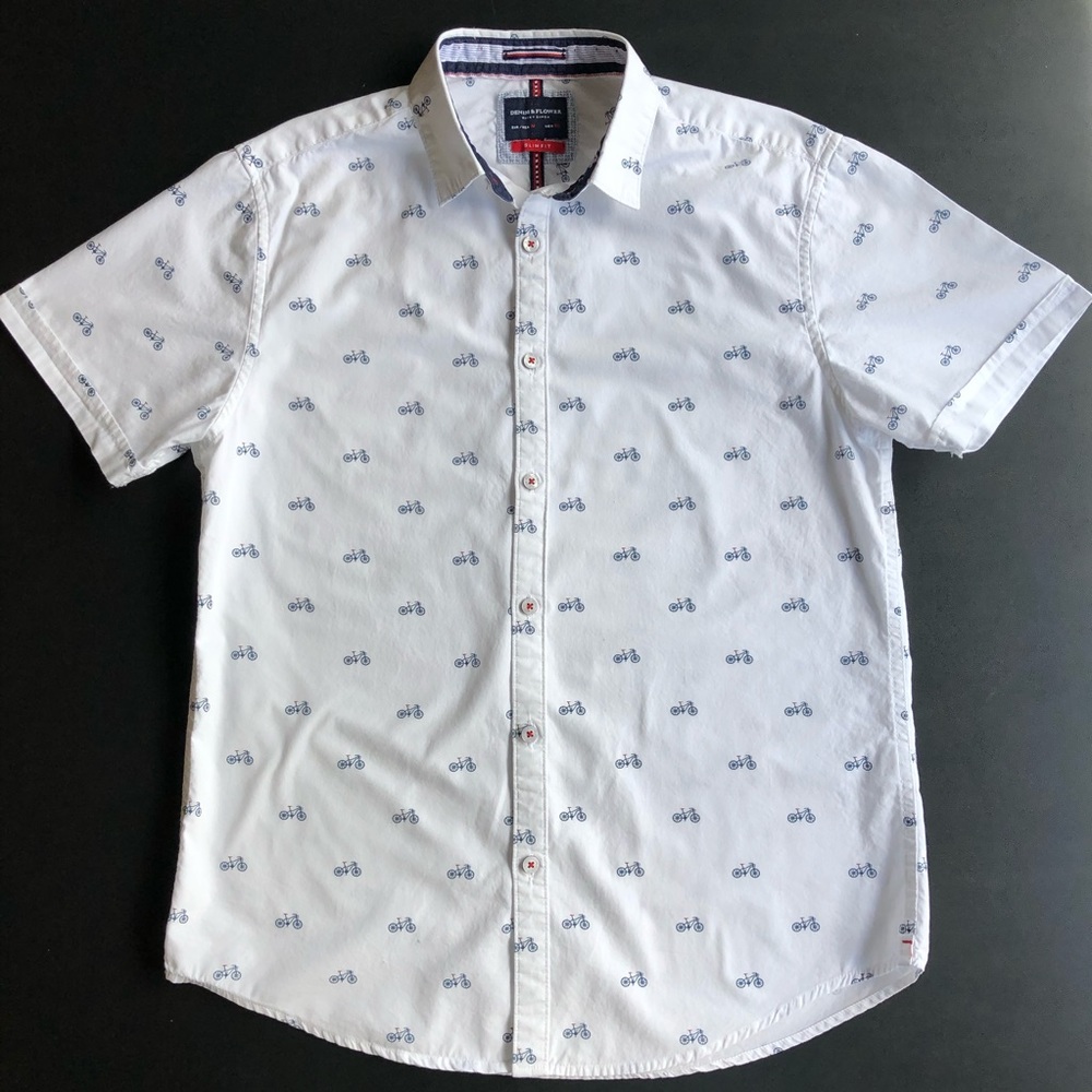 Denim & Flower Short Sleeve Button Front Shirt